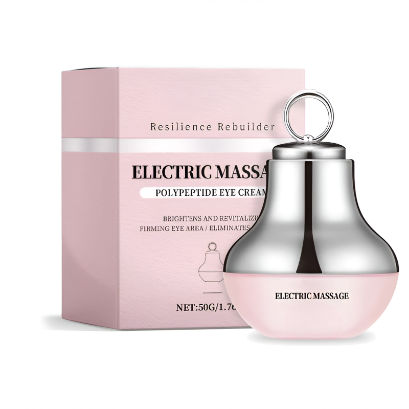 Electric Massage Eye Cream in a stylish pink packaging, designed for brightening and revitalizing the eye area.